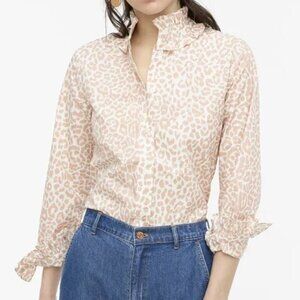 J. Crew Pink Leopard Button Down Shirt